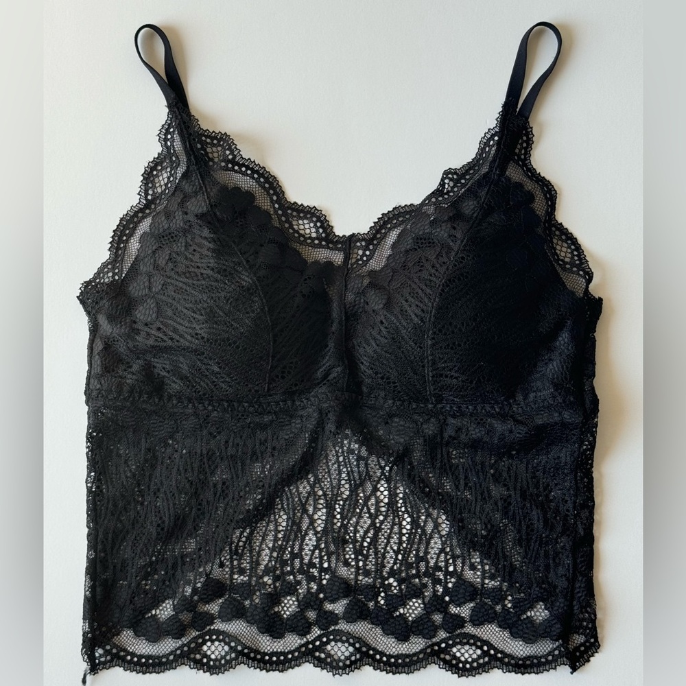 Lingerie style tank top with built-in bra